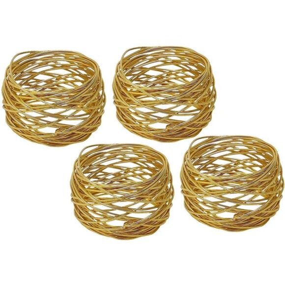 Golden Round Mesh Napkin Rings-Set of 12for Weddings Dinner Parties or Every Day - Picture 4 of 5